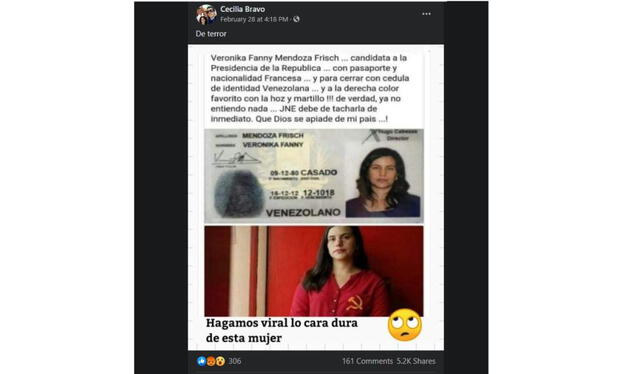 Verónika Mendoza, falso