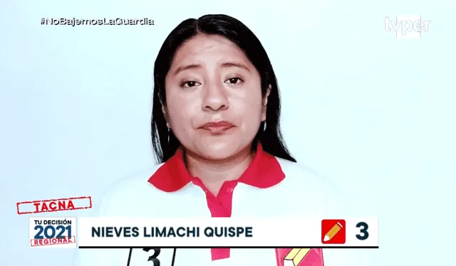 Nieves Limachi postuló al Congreso de la República en las Elecciones Generales 2021. Foto: captura de TV Perú.