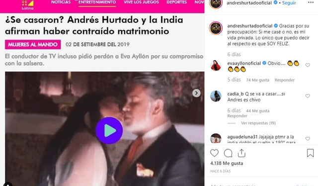 ¿La india se casó con Andrés Hurtado?
