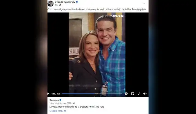 Orlando Fundichely junto a Ana María Polo en el set de Caso cerrado. Foto: Orlando Fundichely/ Facebook