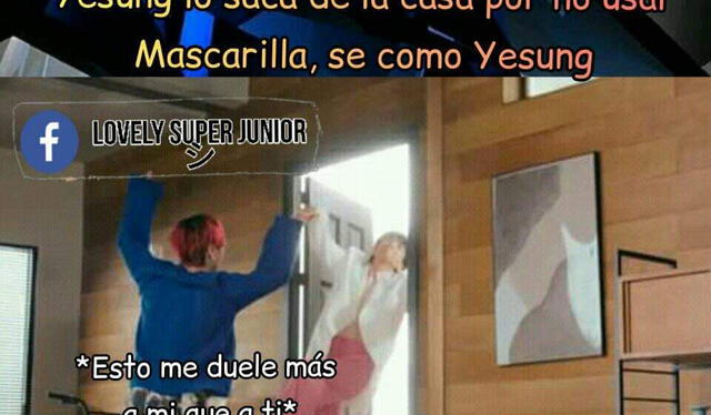 Meme sobre Leeteuk y Yesung en el MV "House party". Foto: Lovely Super Junior