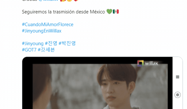 Reacciones de los fans de Jinyoung tras el estreno de Cuando mi amor florece. Foto: captura Twitter / @miriampgtz Reacciones de los fans de Jinyoung tras el estreno de Cuando mi amor florece. Foto: captura Twitter / @miriampgtz