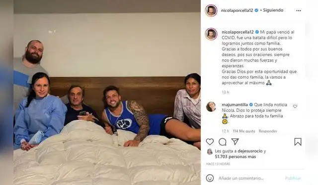Nicola Porcella junto a su padre en su hogar. Foto: Nicola Porcella/ Instagram