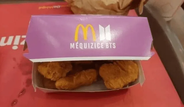 Así serán las cajas de nuggets para el BTS Meal de McDonald's. Foto: vía Twitter @focusooy