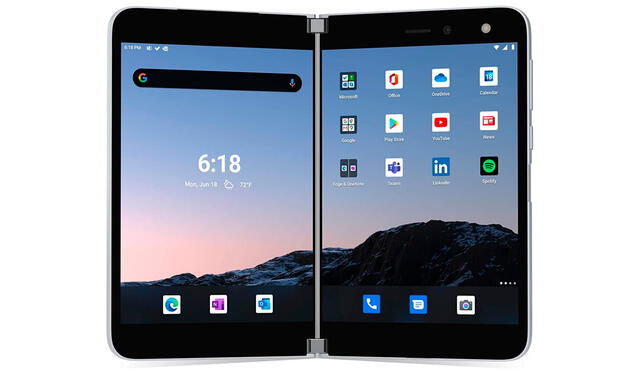 El Microsoft Surface Duo permite abrir y ver dos aplicaciones al mismo tiempo. Foto: Amazon
