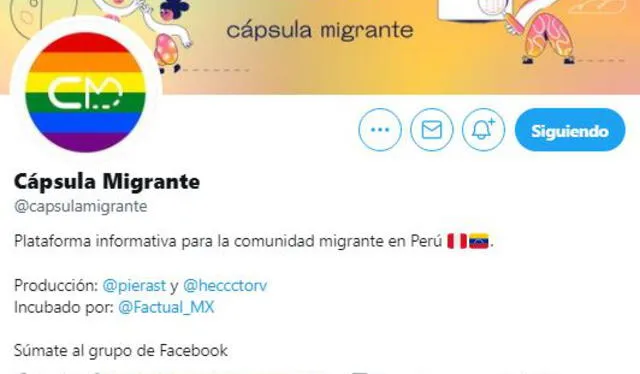 Cápsula Migrante cuenta con más de 1.000 seguidores en Twitter. Foto: captura Twitter