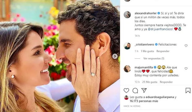 Alexandra Hörler y el odontólogo Juan Francisco Pardo confirman compromiso. Foto: Alexandra Hörler/ Instagram