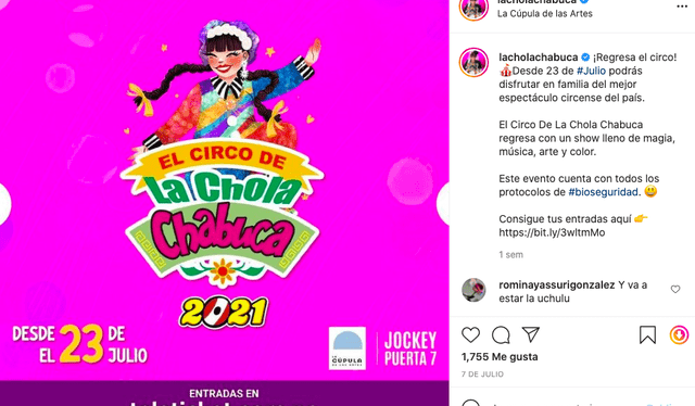 Ernesto Pimentel anuncia su nueva temporada de circo. Foto: captura Instagram