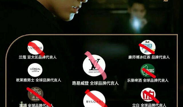 Marcas que trabajaban con Kris Wu y que han suspendido su alianza con el cantante. Foto: Weibo