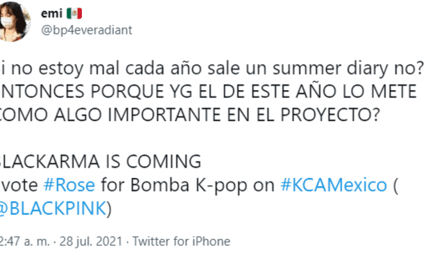 Fans BLINK sobre el Summer Diary. Foto: captura Twitter