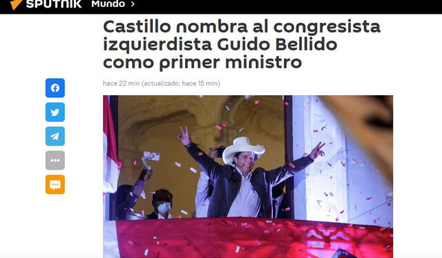Guido Bellido jura como presidente del Consejo de Ministros. Foto: captura web