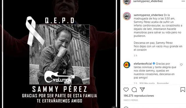 Fallece Sammy Pérez, actor de La familia Peluche, tras contraer la COVID-19. Foto: Instagram