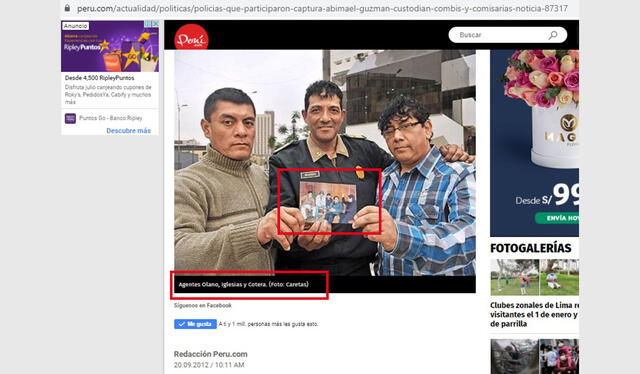 Tres agentes. Foto: captura en web Perú.com