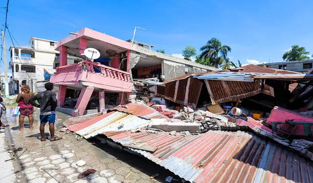 Fotografía de los efectos de un seísmo de magnitud 7,2 en Los Cayos (Haití). Foto: EFE