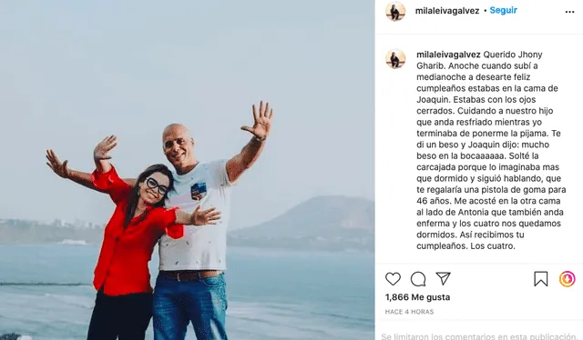 Milagros Leiva dedica conmovedor mensaje a su esposo: “Gracias por ser tan buen papá”. Foto: captura Instagram