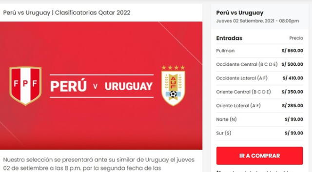 Precios del Perú vs Uruguay. Foto: captura