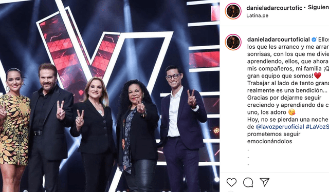 A través de las redes sociales, la cantante agradeció la presencia de grandes artistas en La voz Perú senior. Foto: Instagram / Daniela Darcourt