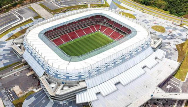 El Arena Pernambuco albergará el duelo entre Perú y Brasil. Foto: Twitter