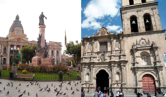 La Plaza Murillo y la Iglesia San Francisco son dos de los sitios más destacados en La Paz. Foto: composición/Flickr