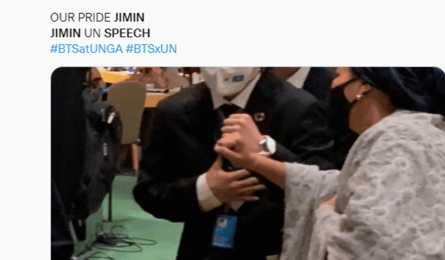 Reacciones de fans al momento de Jimin en la ONU. Foto: captura Twitter