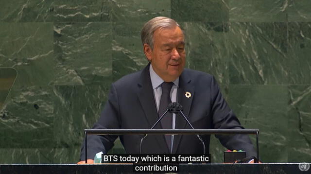 Secretario General de las Naciones Unidas sobre BTS. Foto: captura