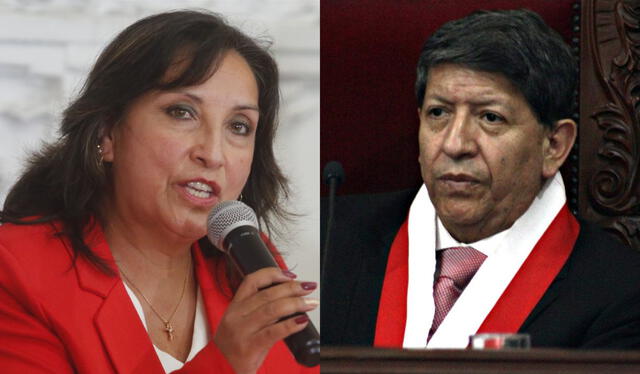 A través de sus redes sociales, Dina Boluarte lamentó el fallecimiento del magistrado del Tribunal Constitucional, Carlos Ramos. Foto: composición La República