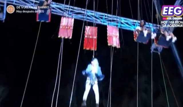 Momento en el que Elías Montalvo cae desde 40 metros de altura en Esto es guerra. Foto: captura de América TV