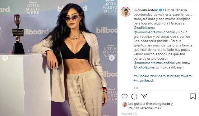 Michelle Soifer estuvo presente en la última gala de los Billboard. Foto: Instagram