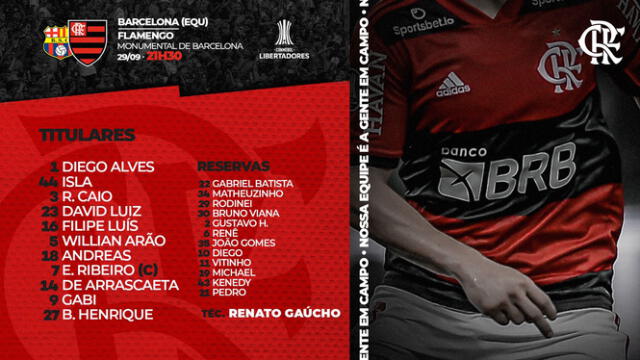 Equipo titular del Mengao. Foto: Flamengo