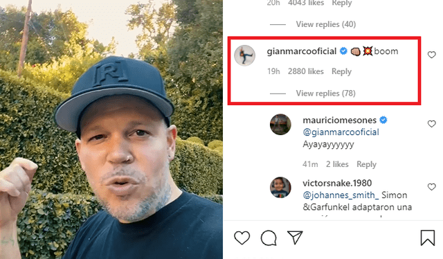 Gianmarco comenta el video de Residente sobre J Balvin. Foto: captura de Instagram/Residente