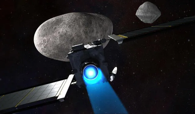La nave DART planea impactar contra el asteroide binario Didymo-Dimorphos para alterar su órbita y cambiar su dirección. Foto: NASA
