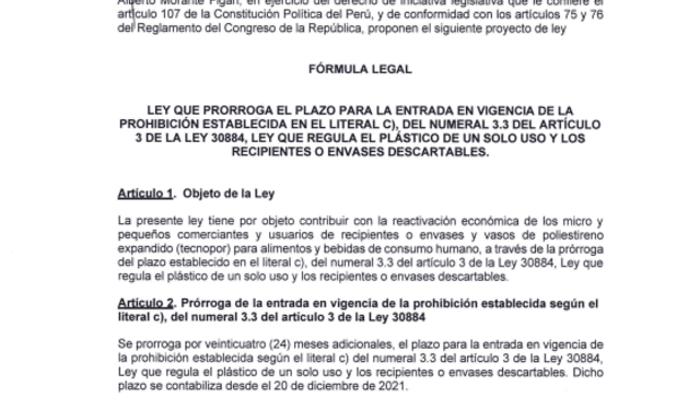 Proyecto de ley de autoría del congresista Jorge Morante.