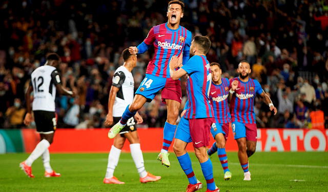 Coutinho puso el tercer gol del Barcelona y selló el 3-1 ante el Valencia. Foto: EFE