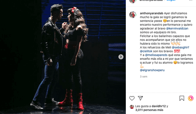 Anthony Aranda, bailarín ampayado con Melissa Paredes, bloquea sus redes sociales ante críticas. Foto: captura Instagram