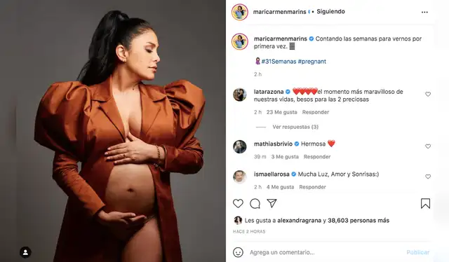 La cantante de cumbia publicó emotiva fotografía. Foto: captura Instagram Maricarmen Marín.
