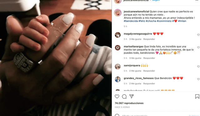 La ex reina de belleza, Jessica Newton se mostró muy feliz con la llegada de su primer nieto. Foto: Instagram / @jessicanewtonoficial