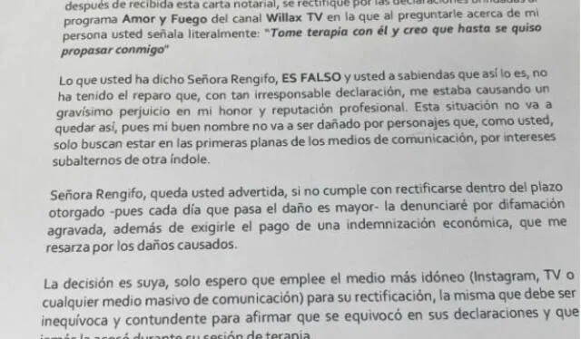 Tomás Ángulo pide a Giuliana Rengifo una rectificación inmediata por sus declaraciones. Foto: GLR