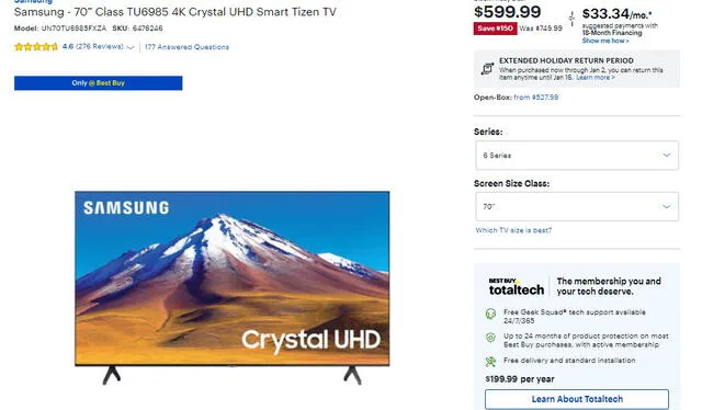 Samsung 4K Crystal UHD Best Buy Black Friday