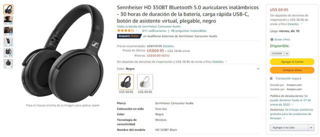Auriculares Sennheiser HD 350BT Amazon Black Friday