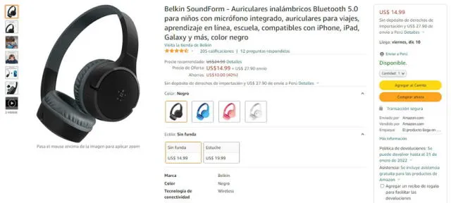Audífonos Belkin SooundForm Amazon Black Friday