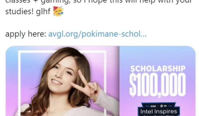 Pokimane, la streamer más popular de Twitch, ayuda a gamers con becas de estudios