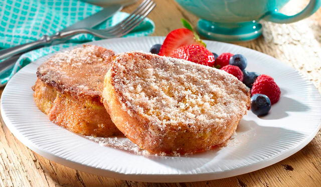 Las torrijas suelen consumirse con azúcar o canela espolvoreada. Foto: Goya Foods Las torrijas suelen consumirse con azúcar o canela espolvoreada. Foto: Goya Foods