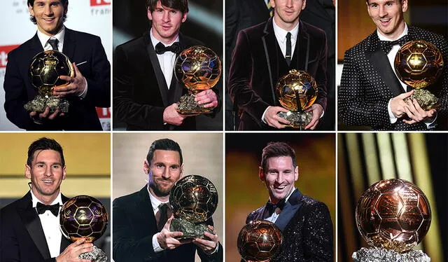 Todas las veces que Lionel Messi ganó el Balón de Oro. Foto: AFP