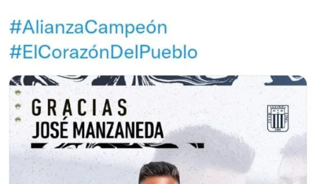José Manzaneda dejó el club blanquiazul. Foto: captura de Twitter