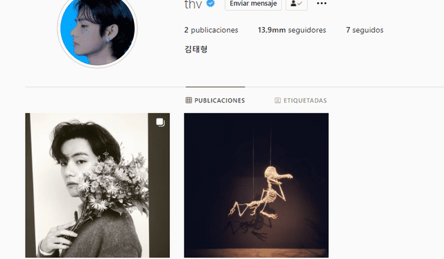 Cuenta personal en Instagram de Taehyung. Foto: captura/Instagram