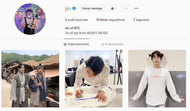 Cuenta personal en Instagram de Jin. Foto: captura/Instagram
