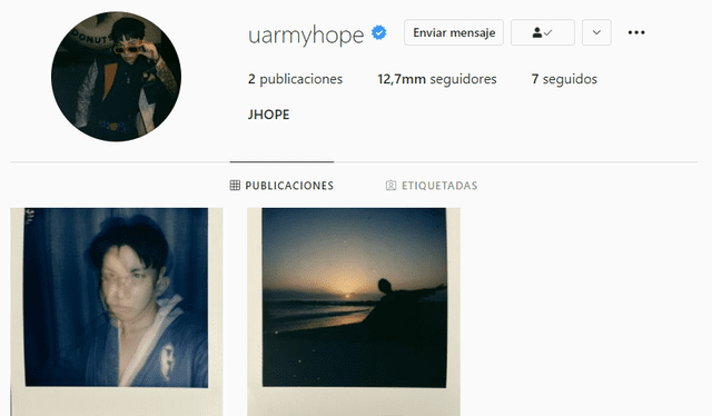 Cuenta personal en Instagram de J-Hope. Foto: captura/Instagram