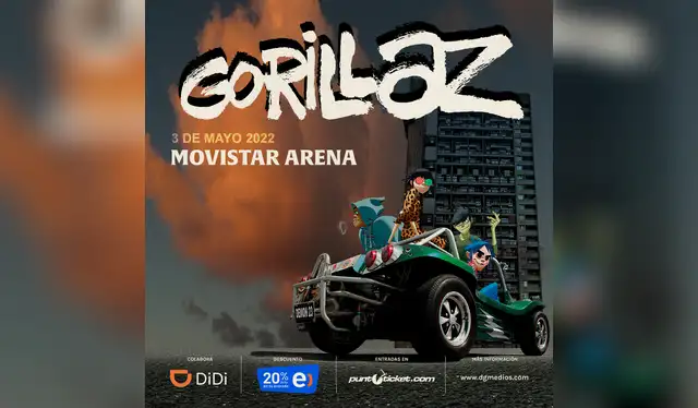 Gorillaz en Chile 2022. Foto: puntoticket.com