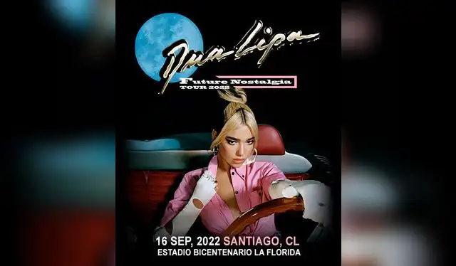 Dua Lipa en Chile 2022. Foto: puntoticket.com