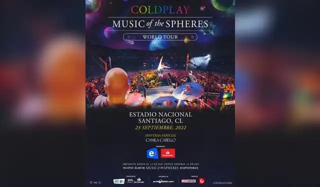 Coldplay en Chile 2022. Foto: puntoticket.com